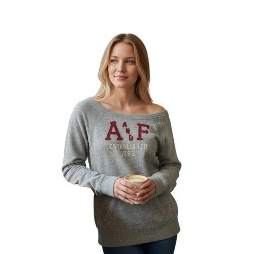 Y2K Abercrombie & Fitch Sweatshirt Gray 1892 Logo Pullover Vintage Sz Sm
